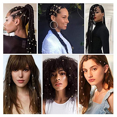 200 piezas Pelo de Aluminio Anillos, Bobina de Aluminio para Cabello Dreadlocks Beads Metal Puños para el Cabello Anillos de Trenza para el cabello, accesorios, colores variados