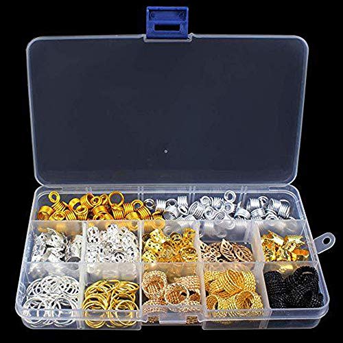 200 piezas Pelo de Aluminio Anillos, Bobina de Aluminio para Cabello Dreadlocks Beads Metal Puños para el Cabello Anillos de Trenza para el cabello, accesorios, colores variados