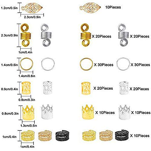200 piezas Pelo de Aluminio Anillos, Bobina de Aluminio para Cabello Dreadlocks Beads Metal Puños para el Cabello Anillos de Trenza para el cabello, accesorios, colores variados