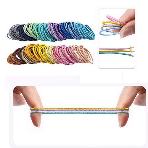 200 unidades de 20 colores,Bandas de Pelo Multicolores，Lazos elásticos para el pelo, banda de goma para coleta，Accesorios para el Cabello para Niños Bebés