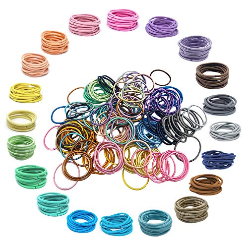 200 unidades de 20 colores,Bandas de Pelo Multicolores，Lazos elásticos para el pelo, banda de goma para coleta，Accesorios para el Cabello para Niños Bebés