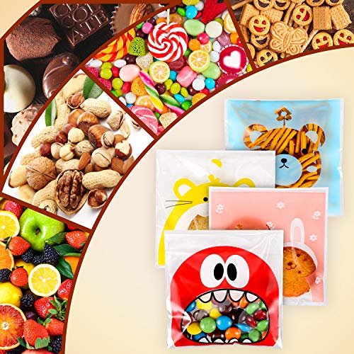 200pcs Bolsa de Dulces , Yosemy Bolsitas Caramelos Plástico Celofán Autoadhesivas Bolsas Galletas para Regalo Dulces Fiesta Navidad Cumpleaños DIY Regalo Bolsa