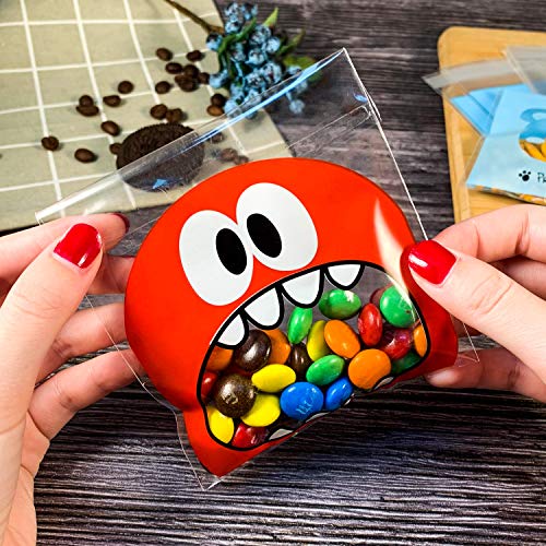 200pcs Bolsa de Dulces , Yosemy Bolsitas Caramelos Plástico Celofán Autoadhesivas Bolsas Galletas para Regalo Dulces Fiesta Navidad Cumpleaños DIY Regalo Bolsa