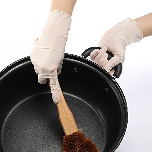 200pcs Nitrilo Guantes Desechables Polvo Guantes Libres De Látex, Dispensador Pack Cocina Universal/Lavavajillas/Trabajo/Goma/Guantes de Jardín (L, Blanco)