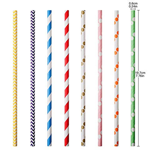 200PCS Pajitas de papel biodegradables Pajitas de papel de colores Pajitas desechables para cumpleaños, bodas, fiestas navideñas, celebraciones