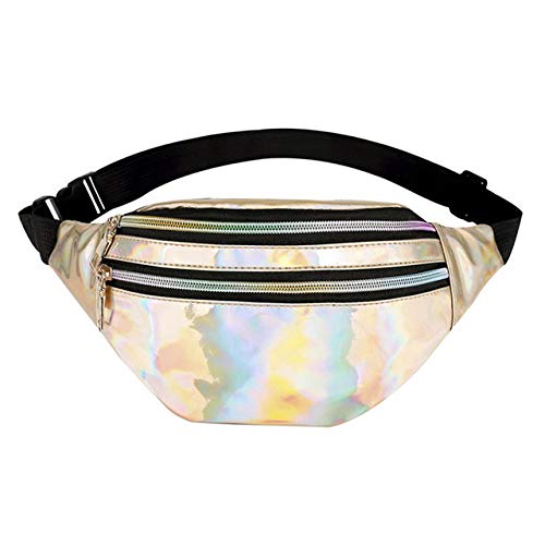 2018 Bolso para Mujer Bolso para Pierna De Vapor Bolso con Láser Reflectante para Mujer Cinturones Bolsillos Be