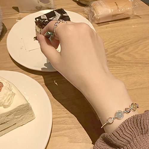 2018 Lucky Crystal Bracelet 14K Gold Bracelet Lettering Strawberry Crystal Bracelet (Color : La Plata, Tamaño : XL)