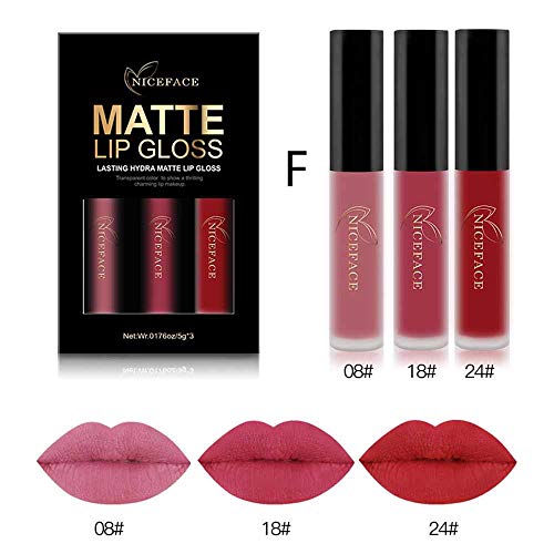 2019 Conjunto de 3 Colores de Pintalabios Mate Larga Duracion Labial Permanente Maquillaje de Profesional para Niñas por ESAILQ …