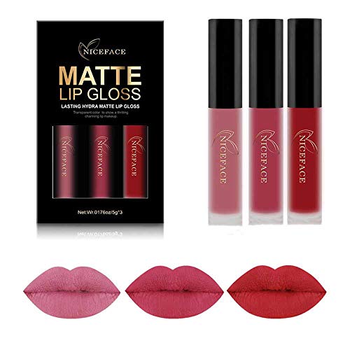 2019 Conjunto de 3 Colores de Pintalabios Mate Larga Duracion Labial Permanente Maquillaje de Profesional para Niñas por ESAILQ …