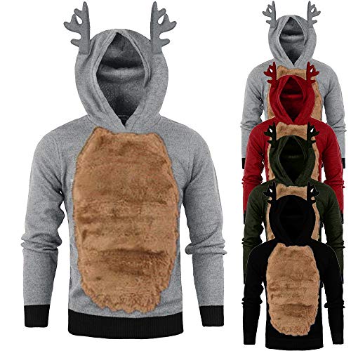 2019 Nuevo SuéTer con Capucha para Hombre Color SóLido Hombres Otoño Invierno Navidad Sudadera con Capucha Navidad Blusa 3D Top