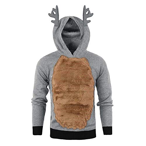 2019 Nuevo SuéTer con Capucha para Hombre Color SóLido Hombres Otoño Invierno Navidad Sudadera con Capucha Navidad Blusa 3D Top