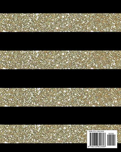 2019 Planner: Weekly and Monthly Agenda/Calendar Oct 2018 – Dec 2019 Black and Faux Gold Glitter Stripe