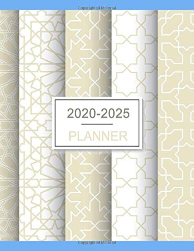 2020-2025 Planner: Elegant Seamless Geometric Design, BlueJeans Color, 62 Month Calendar & Organizer, 6 Year Month's Focus, Top Goals and To-Do List Planner, 8.5"x11", Soft Cover, Premium Matte Finish