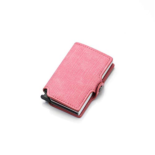 2020 Cartera para Tarjeta de crédito Nuevo Bloqueo RFID Portatarjetas Delgado PU Caja de Aluminio Individual Estuche para Tarjetas con Cerrojo Comercial Cartera Delgada -   Rosa, a1