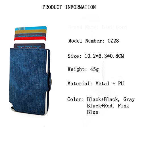 2020 Cartera para Tarjeta de crédito Nuevo Bloqueo RFID Portatarjetas Delgado PU Caja de Aluminio Individual Estuche para Tarjetas con Cerrojo Comercial Cartera Delgada -   Rosa, a1