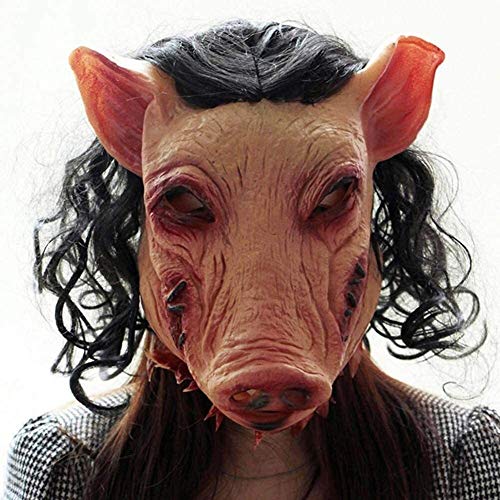 2021Halloween Decoración cerdo con cabeza en forma de Herramientas traje de Halloween parte látex horrible mascarada Cosplay animal Pelo DOISLL