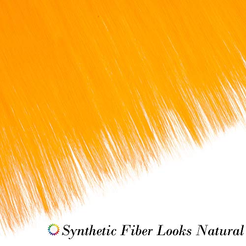 20"(50 cm) Extensoines de Colores de Cabello Clip Pelo Sintético Se Ve Natural 10 PCS Mechas Fantasía para Niñas Muñecas Lisos Postizos de pelo #Amarillo Anaranjado (50cm,80g)