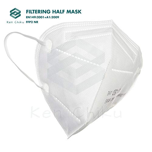 20pcs FFP2 Mascarilla facial de filtración de 4 capas con orejeras, diseño ligero y cómodo, ajustable, hipoalergénico, filtración óptima para protección, talla única para todos