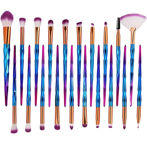 20pcs Pinceles de maquillaje Set Eye Shadow Foundation Powder Eyeliner Eyelash Lip Make Up Pincel de maquillaje Kit de herramientas de belleza cosmética (Azul púrpura)