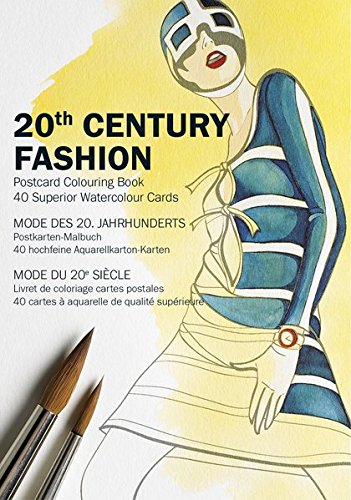 20th Century Fashion: Postcard Colouring Book: 40 superior watercolour cards