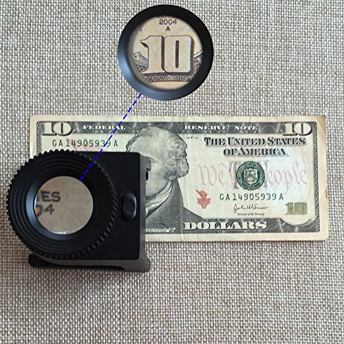 20X Lupa Cuenta Hilos en Armazon De Metal Con 3 Luces de LED y en Funda De Cuero