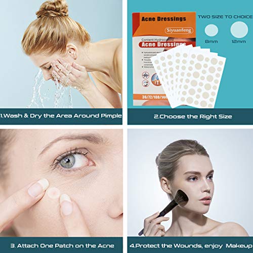 216PCS Parches Para Acné, Parches de Espinillas Absorbentes de Hidrocoloides Invisibles, Absorbe Secretuon y Promueve La Curación Del Acné, Manchas Manchadas