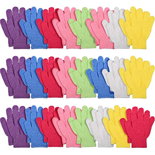 24 Pares Guantes Exfoliantes Guantes de Baño Exfoliantes Depurador del Cuerpo Guante de Fregar de Doble Cara para Ducha Cuerpo Spa Masaje Eliminador de Células de Piel Muerta
