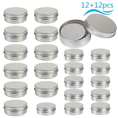 24 pcs lata aluminio vacio LANMOK hacer labio Ungüento de dos diferente de 30ml y 60ml para cosmetica, viajes almacenamiento, aceite, etc
