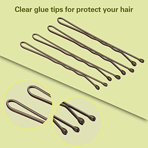 240 Piezas Horquillas Clips de Pelo Pernos de Pelo de Bollo Pin de peluquería con Caja de Almacenamiento Transparente para Mujeres Niñas (Marrón)