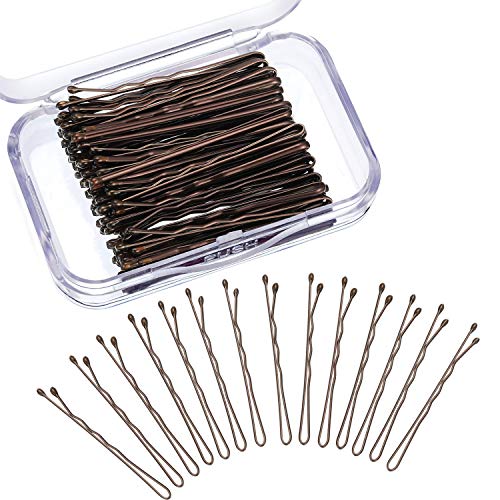 240 Piezas Horquillas Clips de Pelo Pernos de Pelo de Bollo Pin de peluquería con Caja de Almacenamiento Transparente para Mujeres Niñas (Marrón)