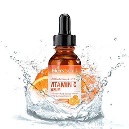 25% Vitamina C Serum 30ml - UNA FORMULA PODEROSA Y AVANZADA – Ácido Hialurónico, Retinol, Vitamina E y Aceite de Rosa Mosqueta y Jojoba. El mejor serum anti-edad para su piel. - Ayuda a las defensas naturales de su piel, repone la humedad perdida y reduce