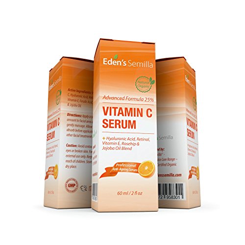 25% Vitamina C Serum 60ml - UNA FORMULA PODEROSA Y AVANZADA – Hyaluronic Acid, Retinol, Vitamina E y Aceite de Rosa Mosqueta y Jojoba.