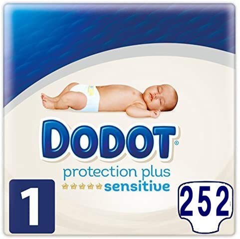 252 pañales DODOT Sensitive talla 1 protection plus (2-5 Kgs)