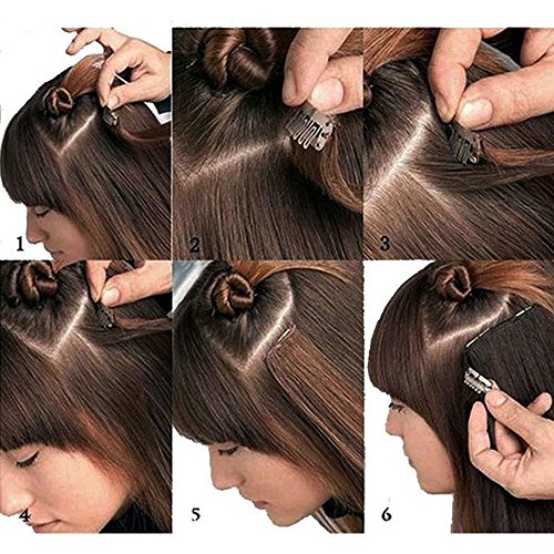 26"(66cm) Extensiones de Cabello Natural Clip 8 Piezas Extensiones Sintéticas Pelo Se Ve Natural Liso Largo Postizos de Pelo Invisible (140g,Negro Natural)