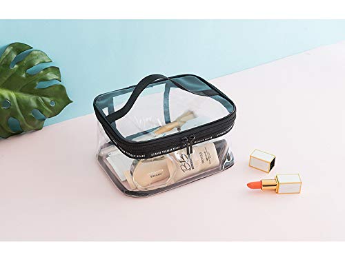 2PCS Bolsas de Aseo Transparente Mujer Viaje Cosmeticos Neceseres Toiletry Bag, Portátil y Impermeable, Material de PVC