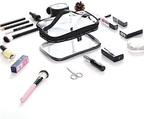 2PCS Bolsas de Aseo Transparente Mujer Viaje Cosmeticos Neceseres Toiletry Bag, Portátil y Impermeable, Material de PVC