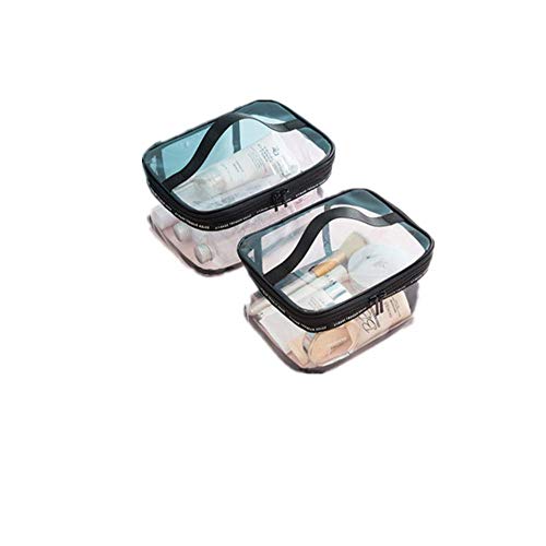2PCS Bolsas de Aseo Transparente Mujer Viaje Cosmeticos Neceseres Toiletry Bag, Portátil y Impermeable, Material de PVC