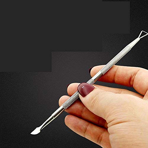 2PCS Triángulo de empujador de gel  Empujador de cutícula de acero inoxidable Raspador de cutículas Eliminar Herramienta removedor de arte de uñas