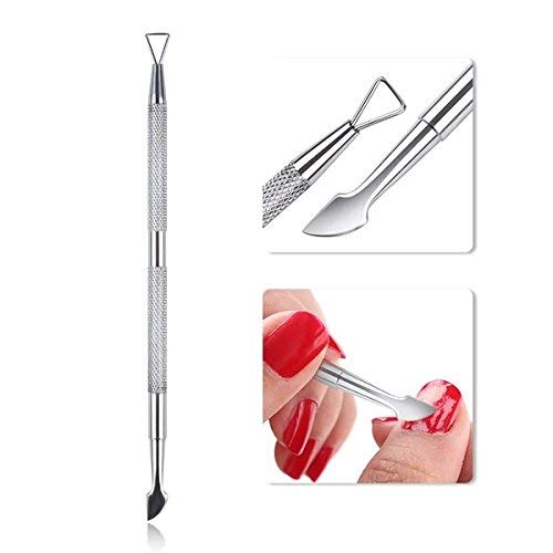 2PCS Triángulo de empujador de gel  Empujador de cutícula de acero inoxidable Raspador de cutículas Eliminar Herramienta removedor de arte de uñas