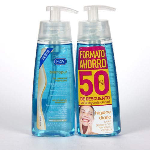 2x LUTSINE E45 BACTOPUR PURIFYING CLEANSING GEL 200ml TOTAL 400ml
