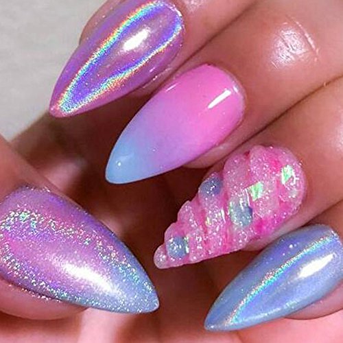 3 botella polvos purpurina glitter nail art para decoracion uñas efecto unicornio cromo neón holo plata pigmento manicura