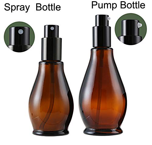 3 botellas de spray de cristal ámbar vacías de 100 ml para limpieza de perfume cosmético, con pulverizadores de niebla fina y tapa antipolvo