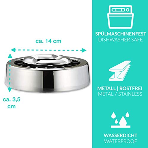 3 ceniceros plateados redondos de 14cm - 21 estantes - aptos para lavavajillas - inoxidables