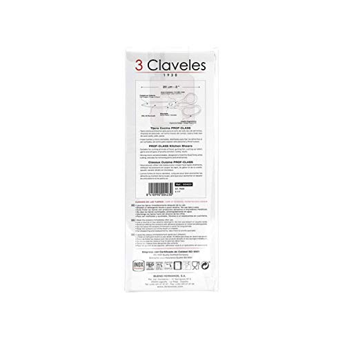 3 Claveles Tijeras de Cocina Profesional, Acero Inoxidable - (20cm - 8"), Brillo