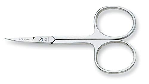 3 Claveles - Tijeras de Manicura, Curvas, Acero Carbono - 3.5" (9 cm)