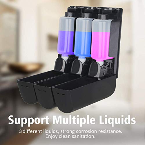 3 Dispensador de JabóN Para Gel de Ducha Champú Acondicionador Montaje en Pared Negro Mate