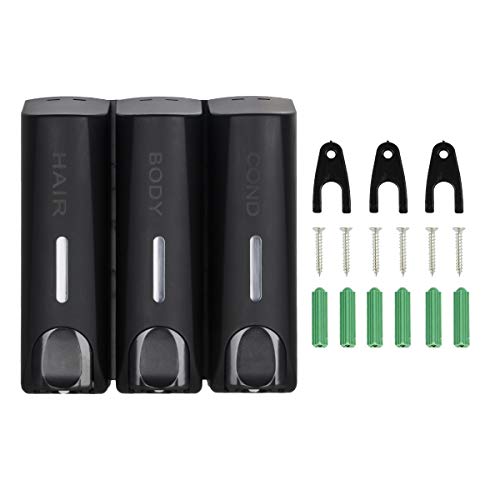 3 Dispensador de JabóN Para Gel de Ducha Champú Acondicionador Montaje en Pared Negro Mate