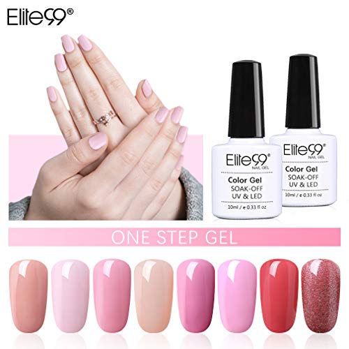 3 en 1 Esmaltes Semipermanentes de Uñas en Gel UV LED 4 Colores Un paso Esmaltes de Uñas Soak off Gel de Elite99 003