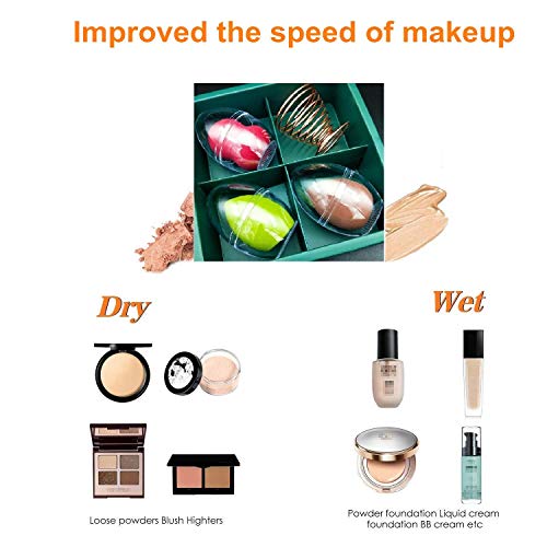 3 esponjas de maquillaje de belleza y 1 soporte de licuadora de maquillaje, esponjas de hojaldre de huevo sin polvo de múltiples formas, herramientas cosméticas Juego de maquillaje de belleza