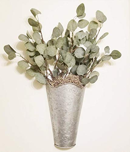 3 hojas de eucalipto Amkun de plata artificial en rama, de color verde, 63,5 cm de alto, para decoración de fiestas, casas, bodas